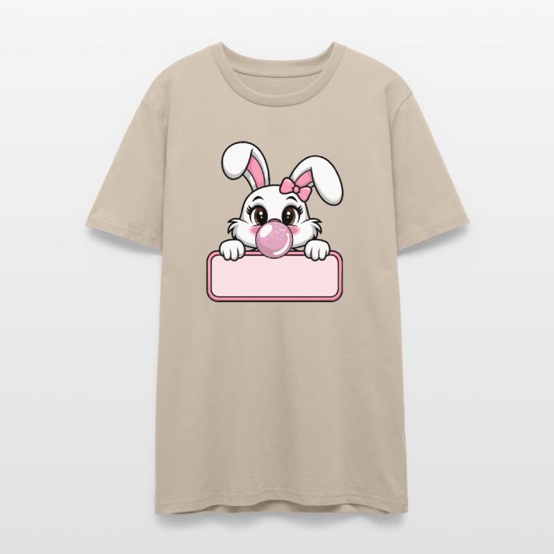 Cute Girl Bunny with Pink Bow Ear Blowing Bubble