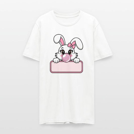 Cute Girl Bunny with Pink Bow Ear Blowing Bubble