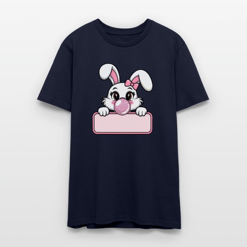 Cute Girl Bunny with Pink Bow Ear Blowing Bubble