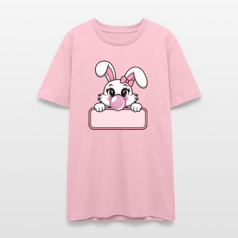 Cute Girl Bunny with Pink Bow Ear Blowing Bubble
