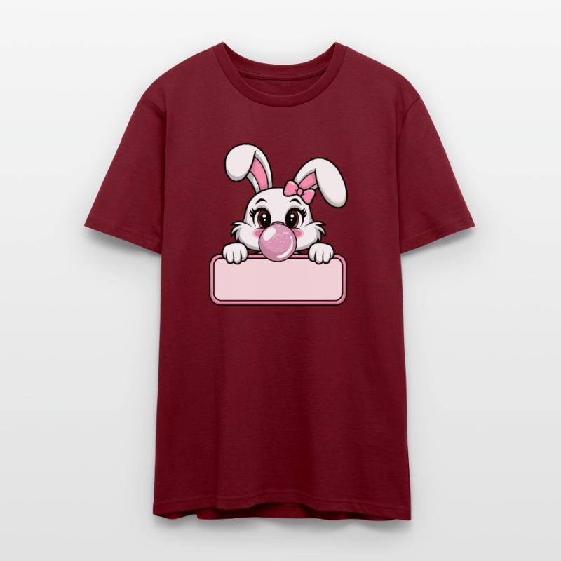 Cute Girl Bunny with Pink Bow Ear Blowing Bubble