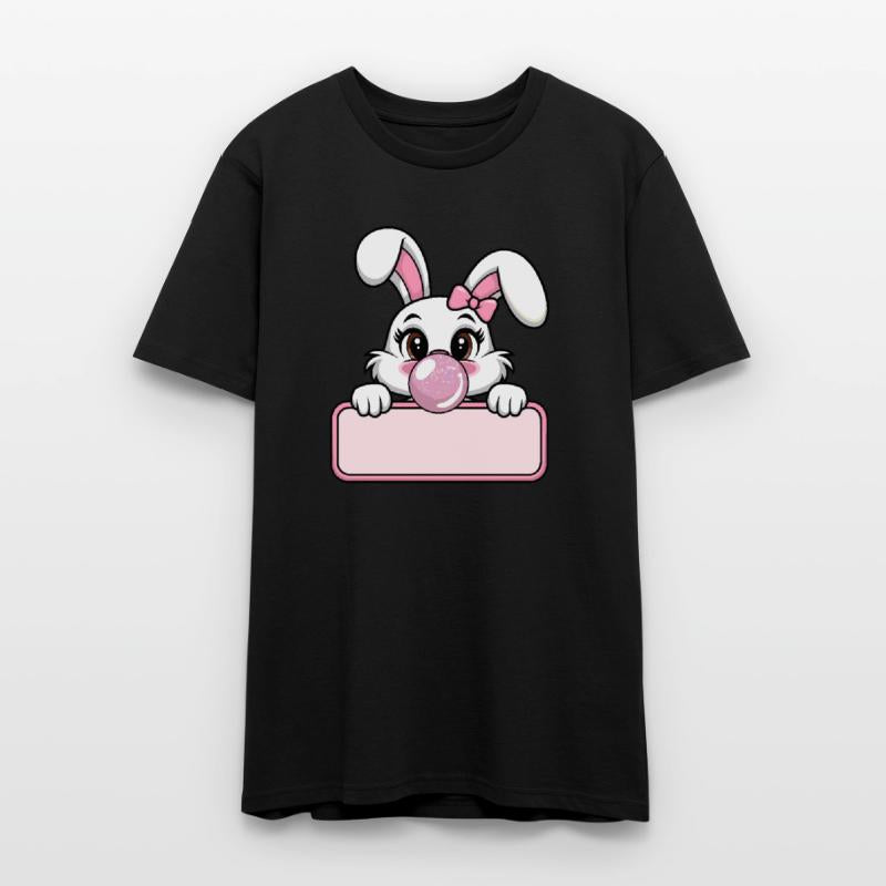 Cute Girl Bunny with Pink Bow Ear Blowing Bubble