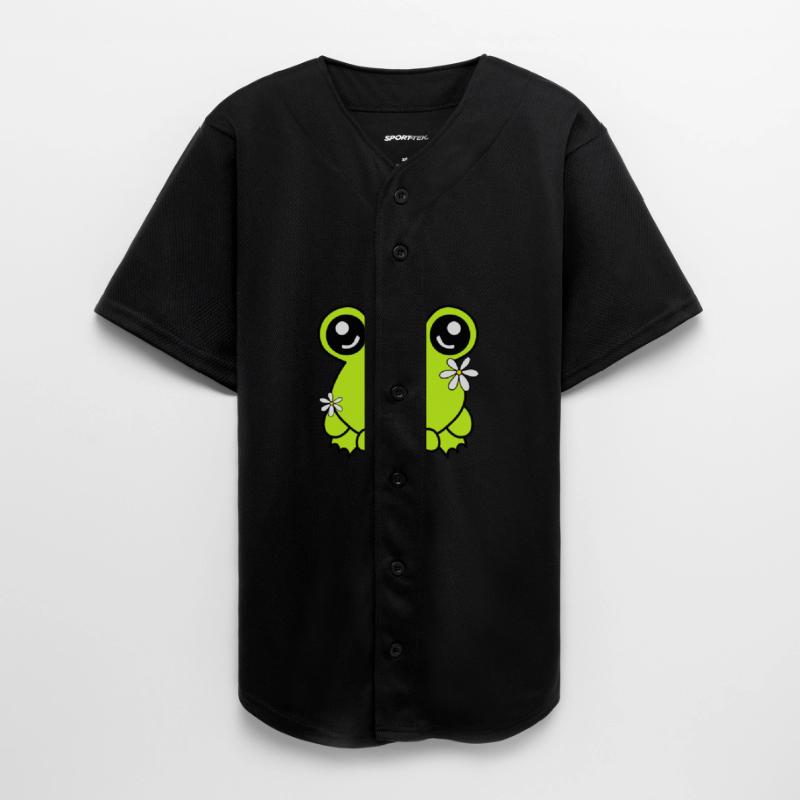 Cute Green Frog sticking out tongue with flowers