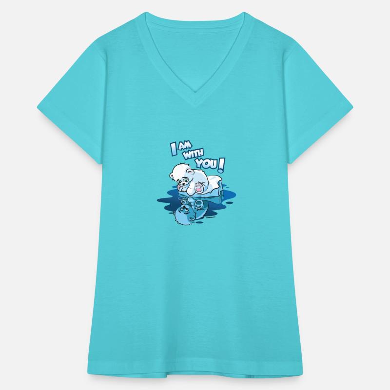 Cute little polar bear on ice flock mirror image