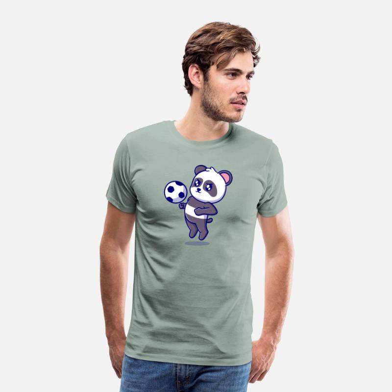 cute panda playing football cartoon illustration