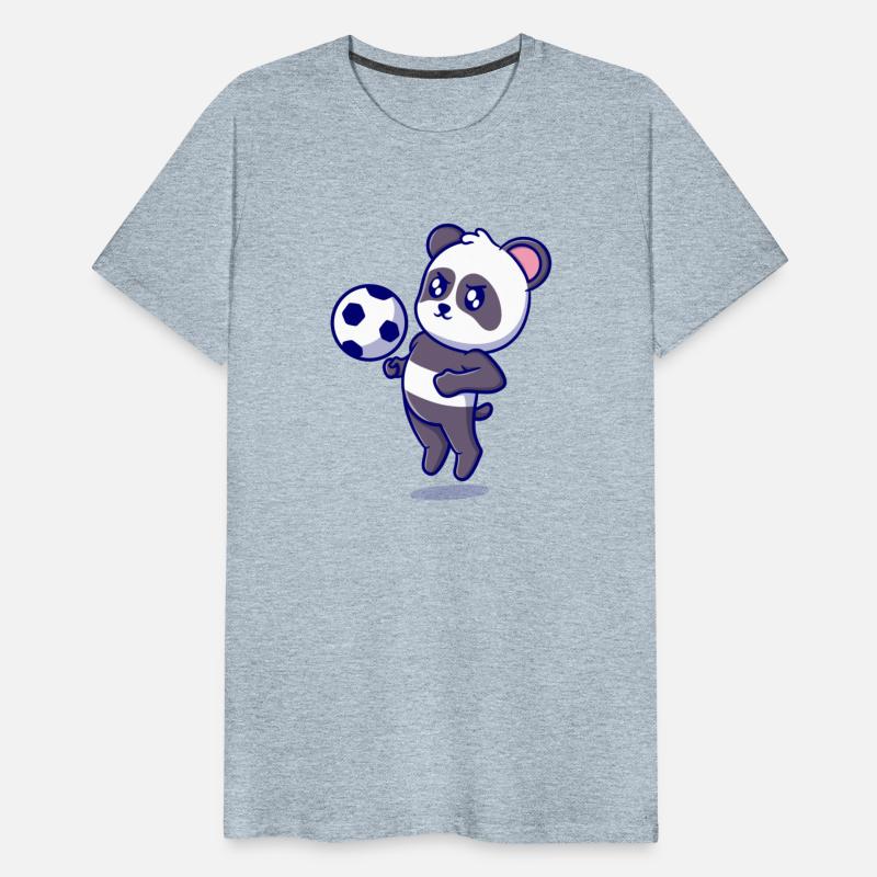 cute panda playing football cartoon illustration