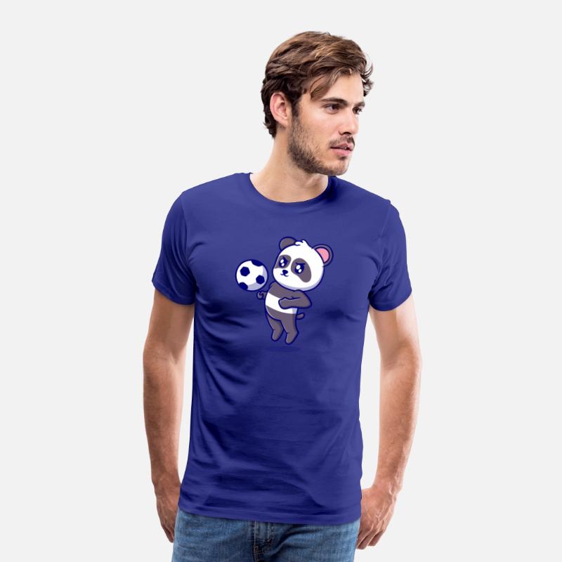 cute panda playing football cartoon illustration