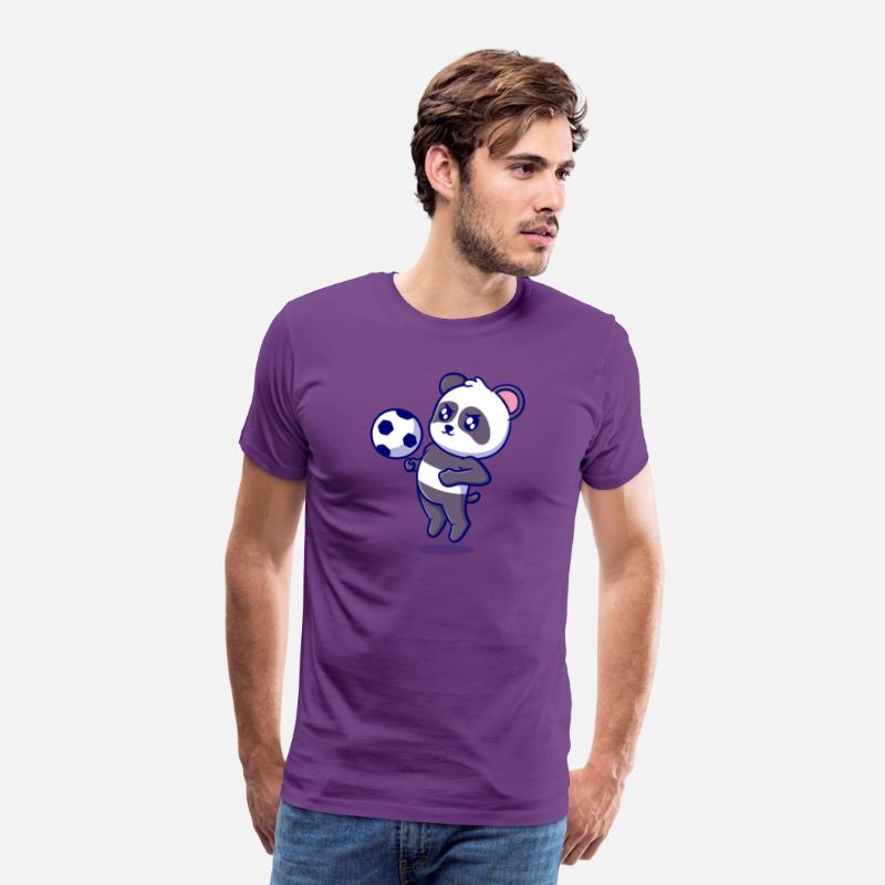 cute panda playing football cartoon illustration