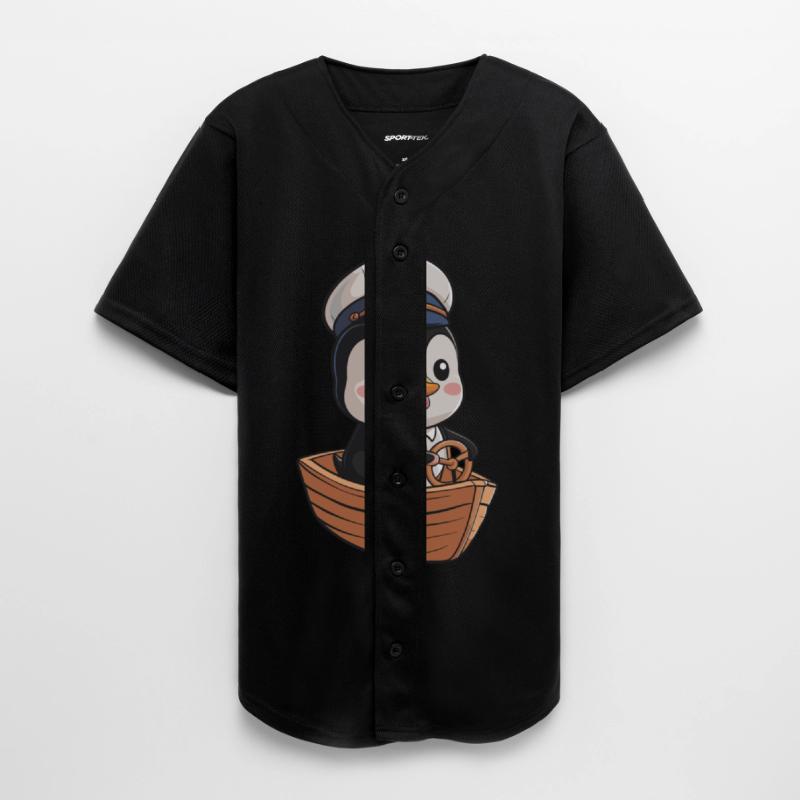 Cute Sailor Penguin Steering Boat Illustration