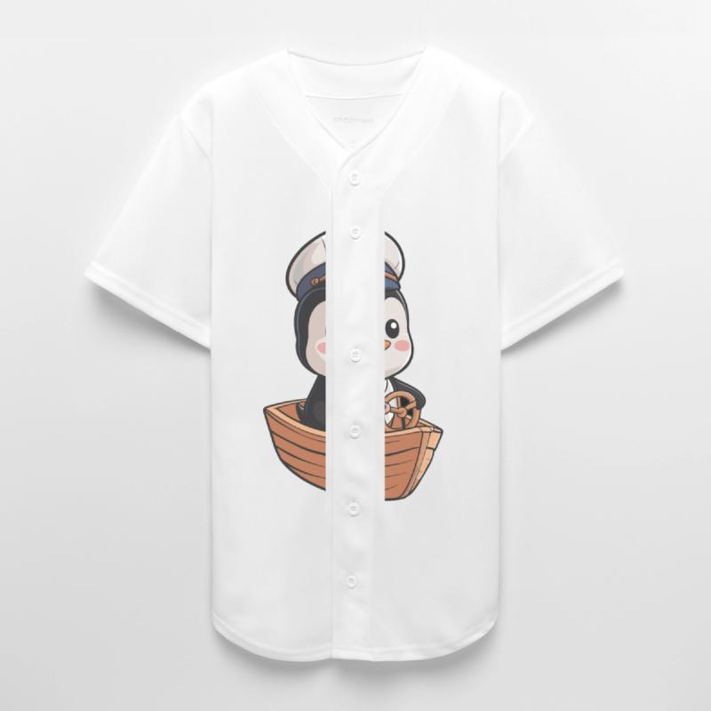 Cute Sailor Penguin Steering Boat Illustration