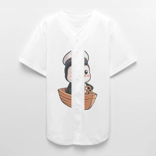 Cute Sailor Penguin Steering Boat Illustration