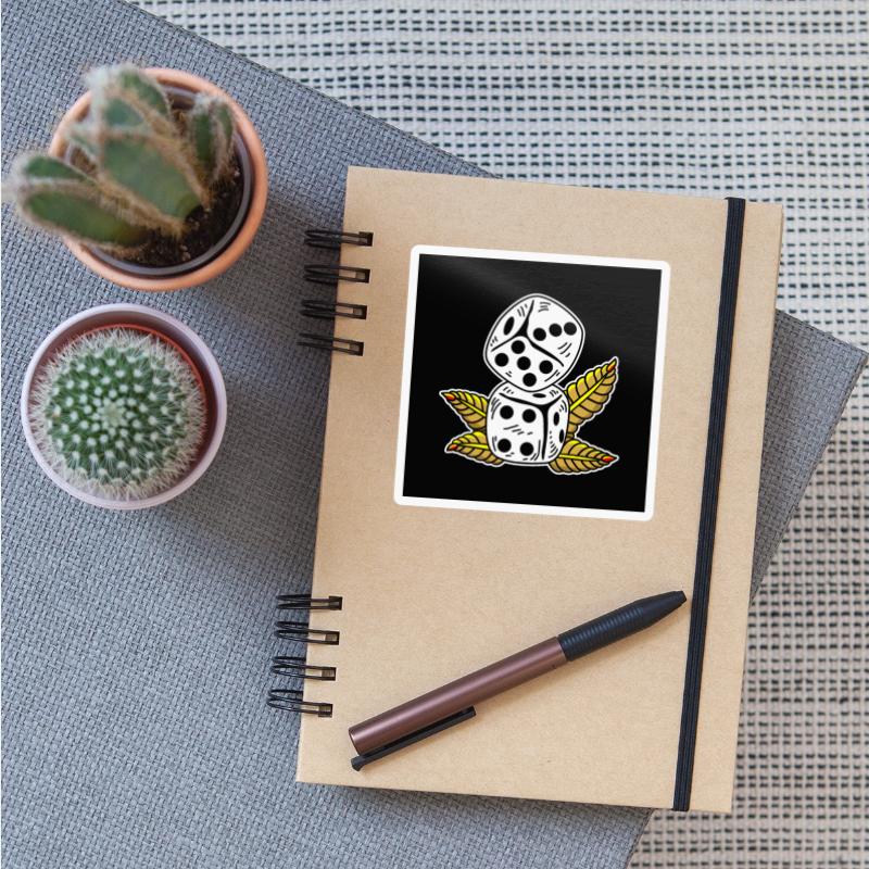 Dice and Leaf Tattoo Design