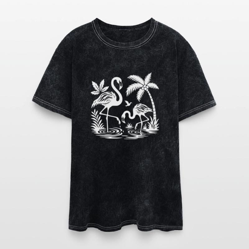 Elegant White Flamingo Tropical Scene