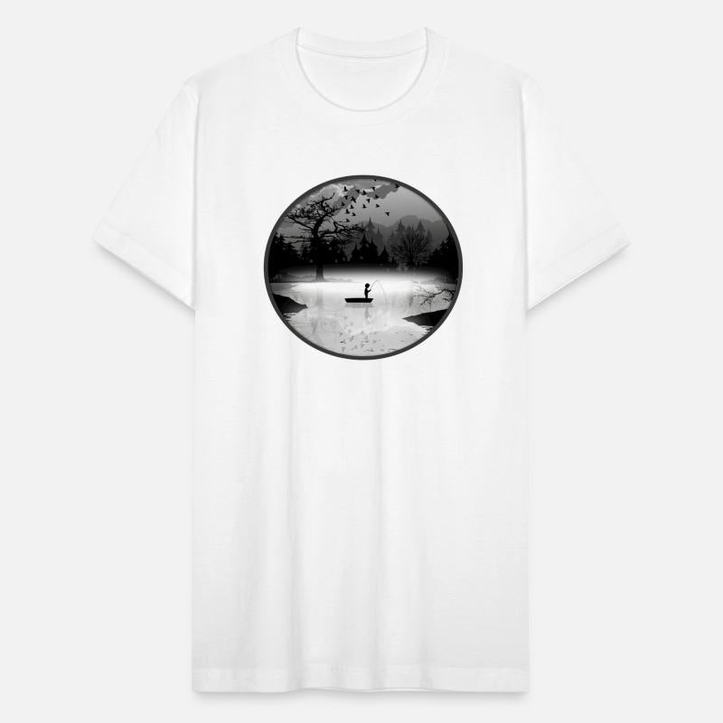 Fisherman in a tranquil natural setting – silhouet