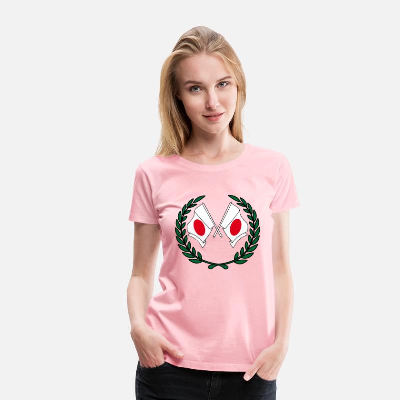 Flags Japan in laurel wreath