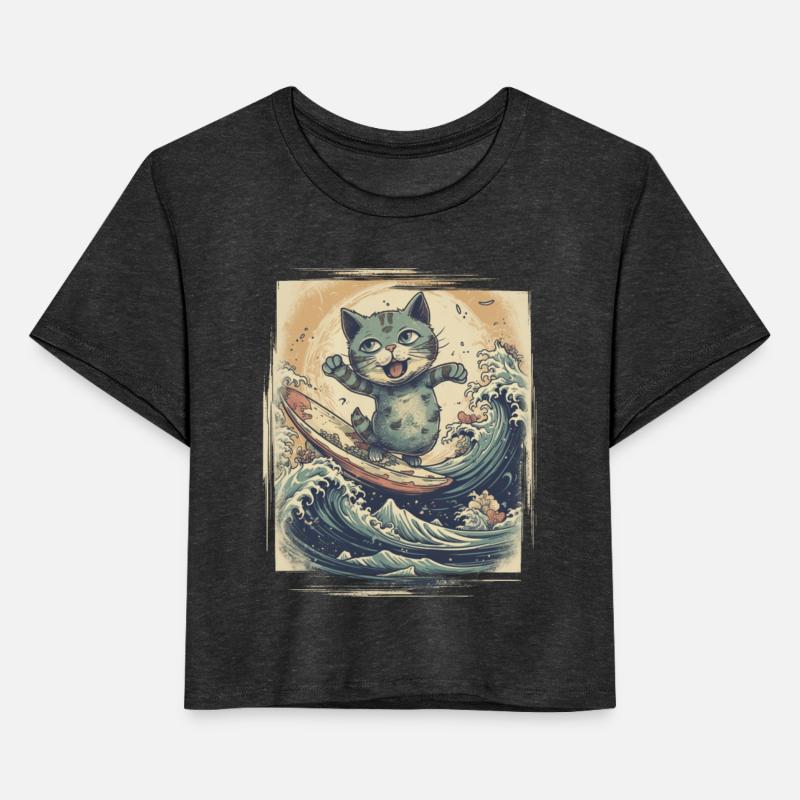 Fluffy Kitten Sporty Animal Wave Surfer Surfing