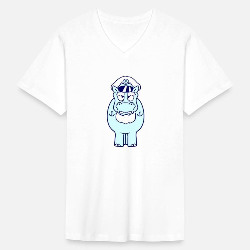 Funny Hippo Captain Stands Cute Cartoon Comic Cool