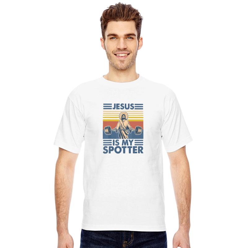 Funny Retro Vintage Gym Jesus Is My Spotter