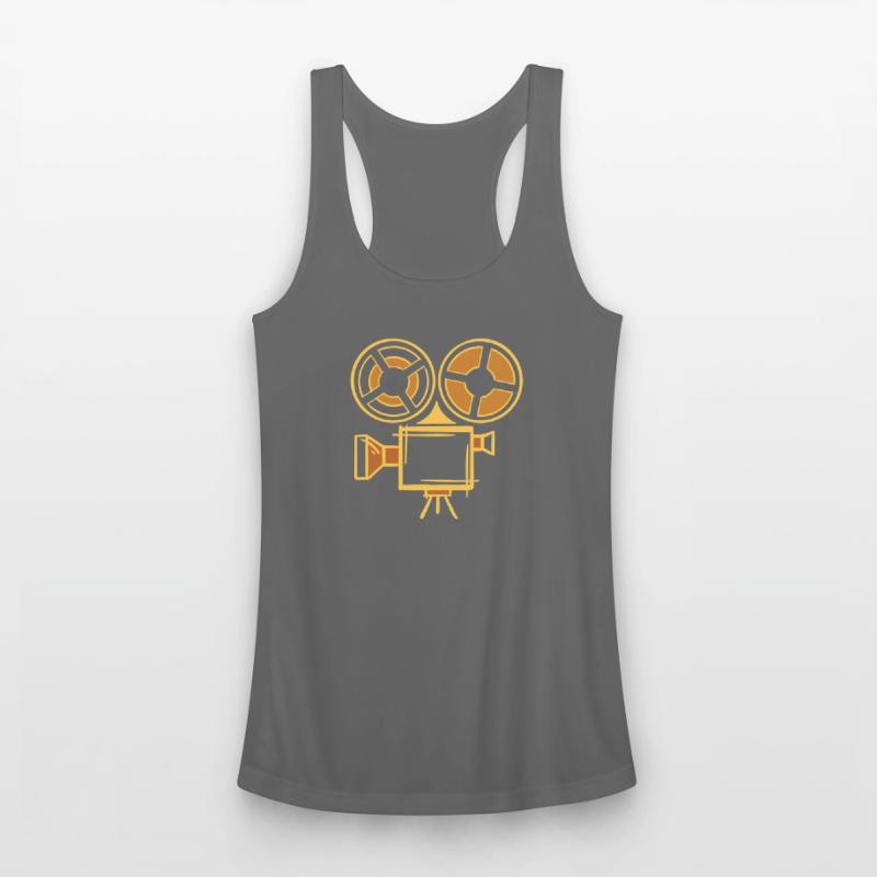 Old film camera drawing, hand drawn. Cameraman