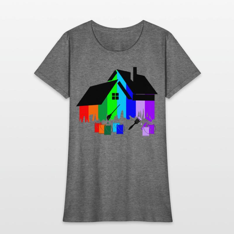 Paint colorful house with pots of paint and brush