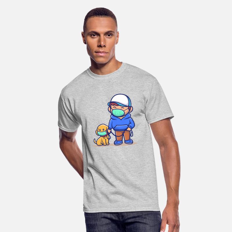 people with dog wear mask illustration corona