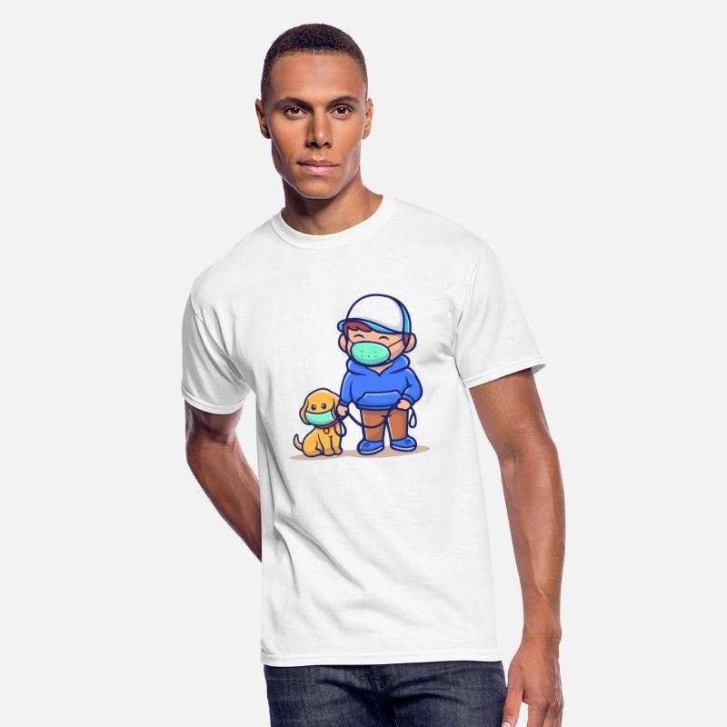 people with dog wear mask illustration corona