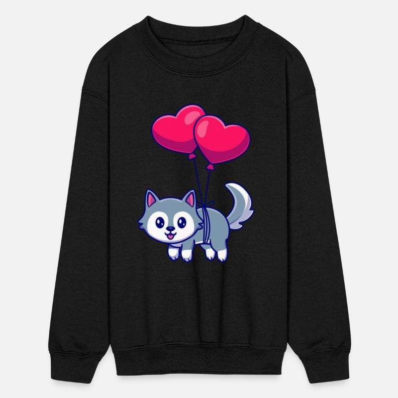 Playful Cat with Heart Balloons Design