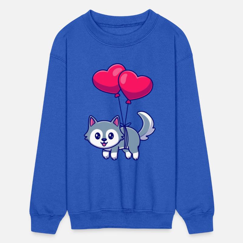 Playful Cat with Heart Balloons Design
