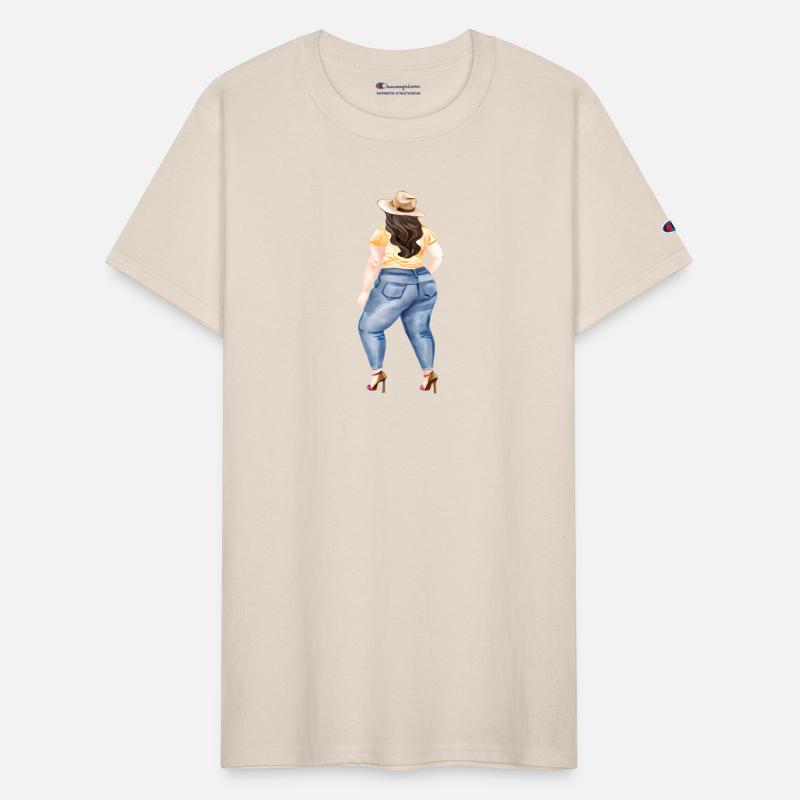 Proud Full Figured Woman Wearing Denim Blue Jeans