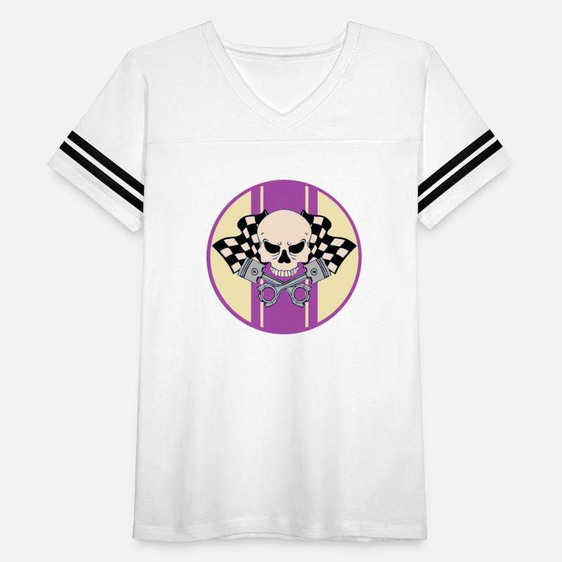 Purple racing stripe with pirate skull and pistons