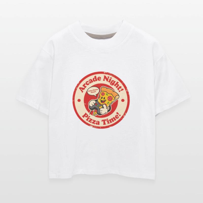 Retro Arcade Night Pizza Time Cartoon Graphic