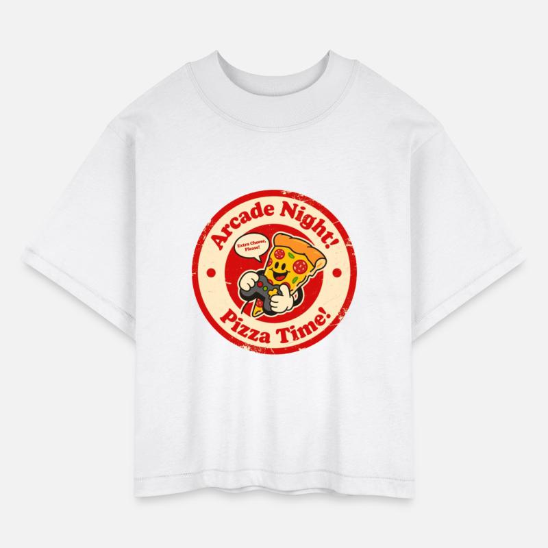 Retro Arcade Night Pizza Time Cartoon Graphic