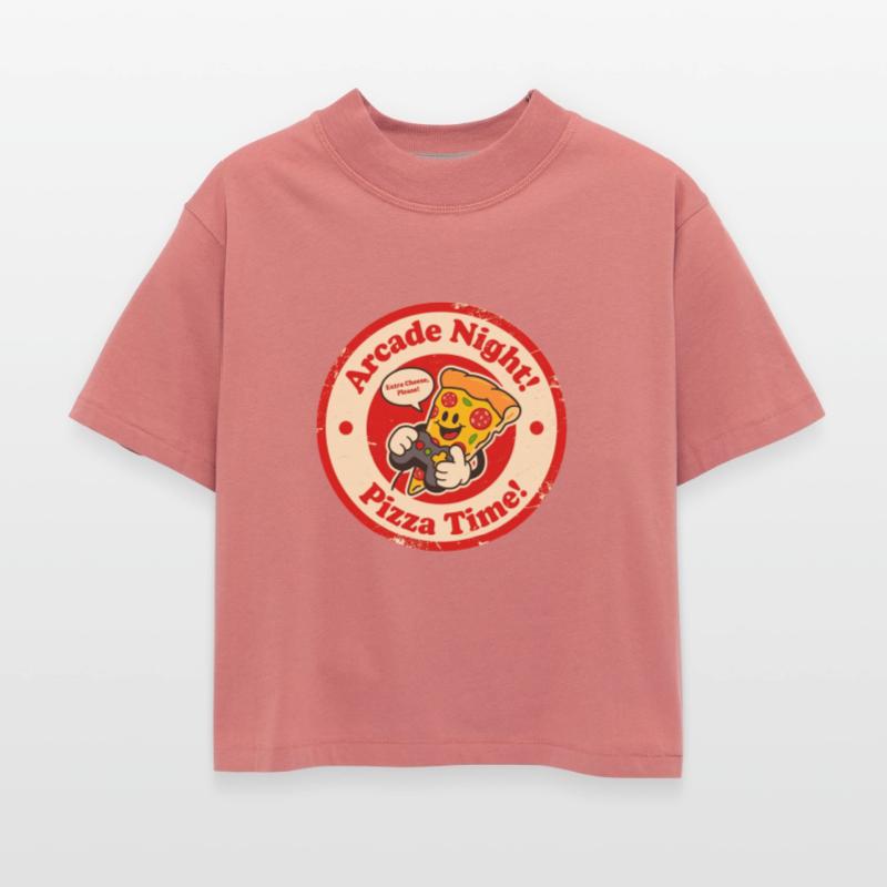 Retro Arcade Night Pizza Time Cartoon Graphic
