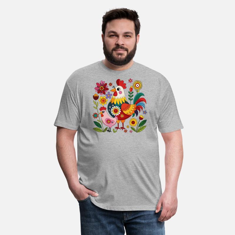 Rooster and hen in the poultry yard