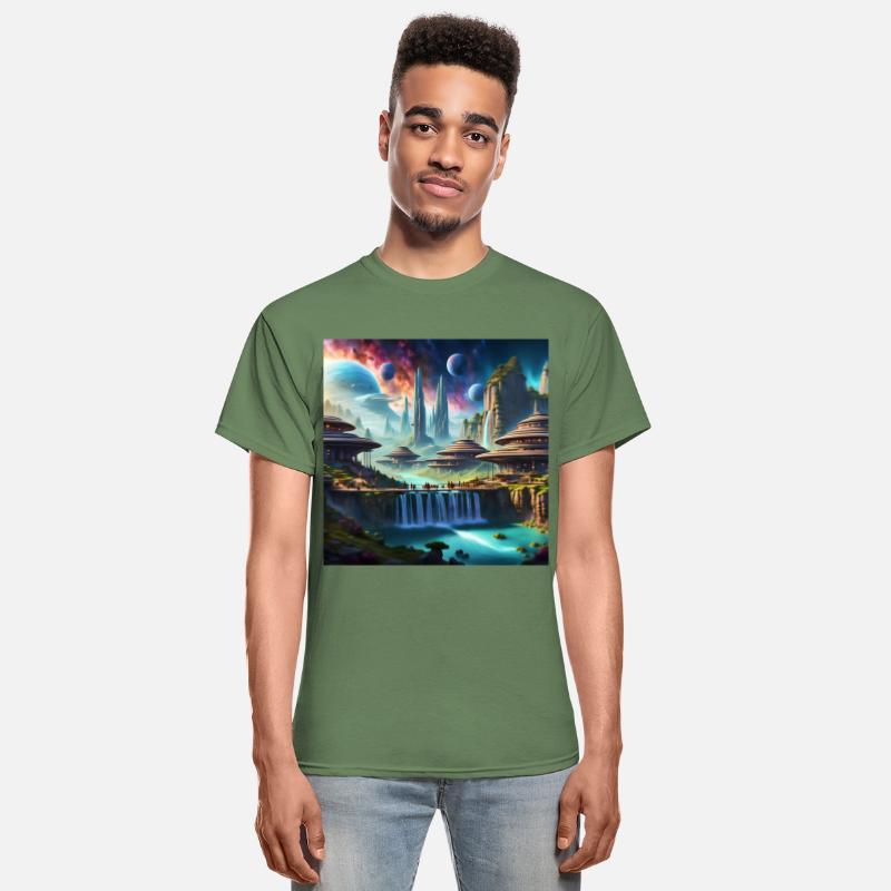 Sci-Fi World Space Alien Landscape Art UFO City