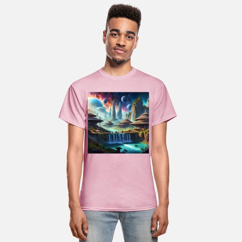 Sci-Fi World Space Alien Landscape Art UFO City