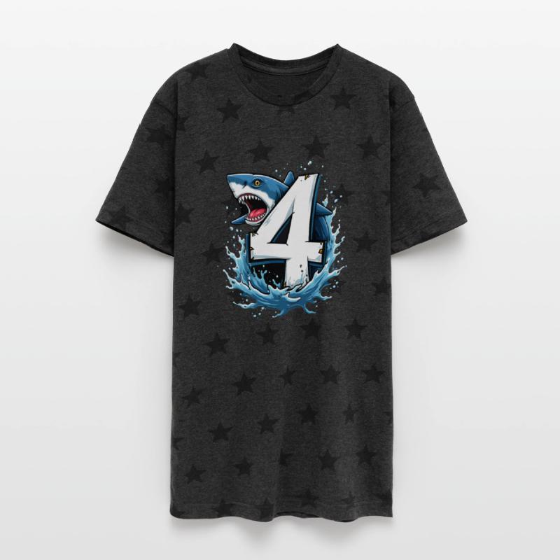 Shark Children Birthday with Number 4 Splash