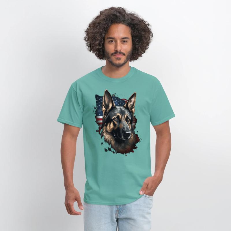 Shepherd Dog American Flag Proud Dog Lover