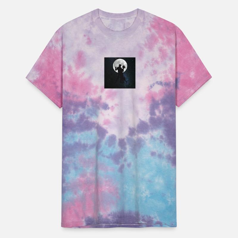 Silhouetted Couple Under Full Moon