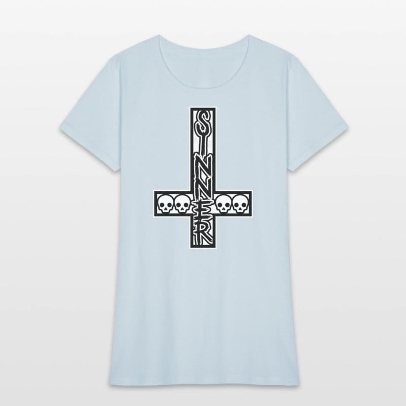 Sinner On Inverted Cross Black & White