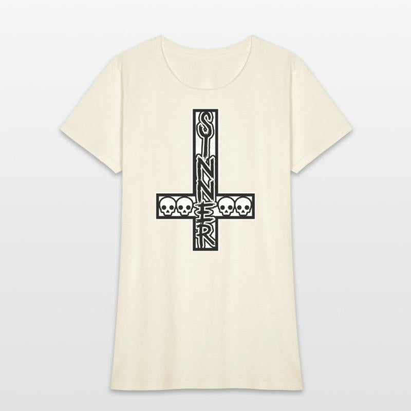 Sinner On Inverted Cross Black & White