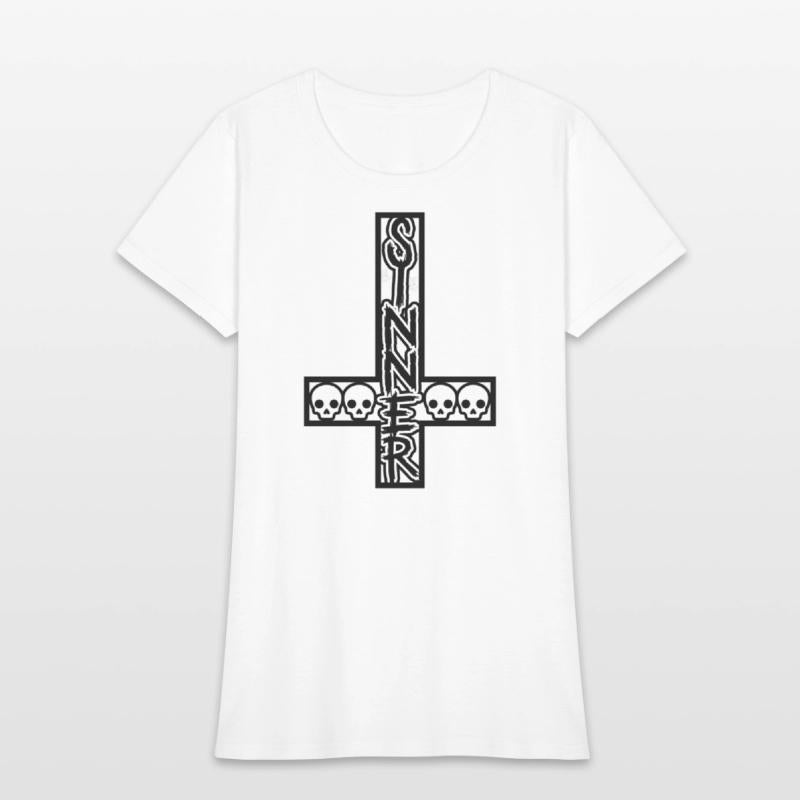 Sinner On Inverted Cross Black & White