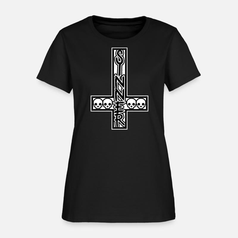 Sinner On Inverted Cross Black & White
