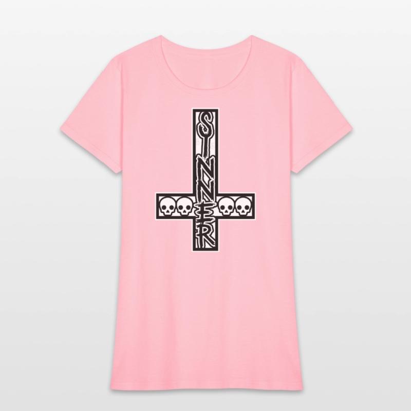 Sinner On Inverted Cross Black & White