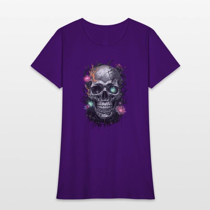 Skull Artwork With Vibrant Flower