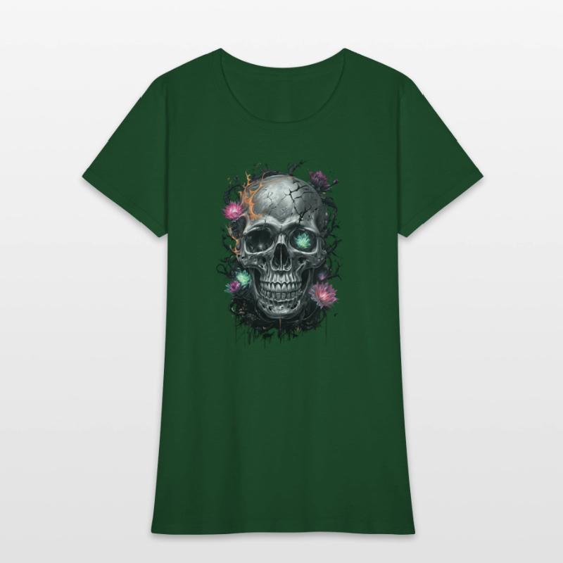 Skull Artwork With Vibrant Flower