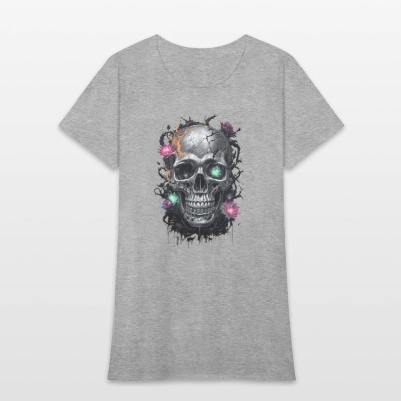 Skull Artwork With Vibrant Flower