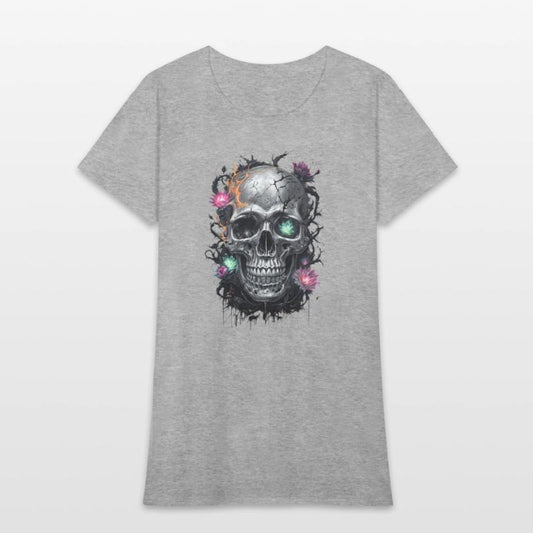 Skull Artwork With Vibrant Flower