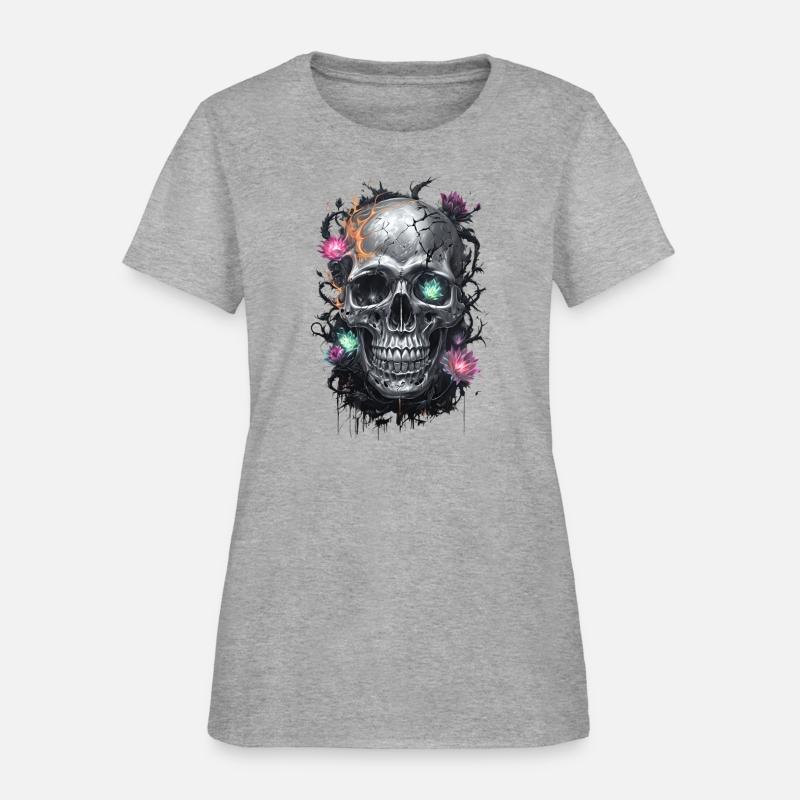 Skull Artwork With Vibrant Flower