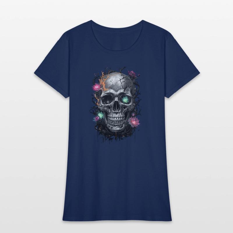 Skull Artwork With Vibrant Flower